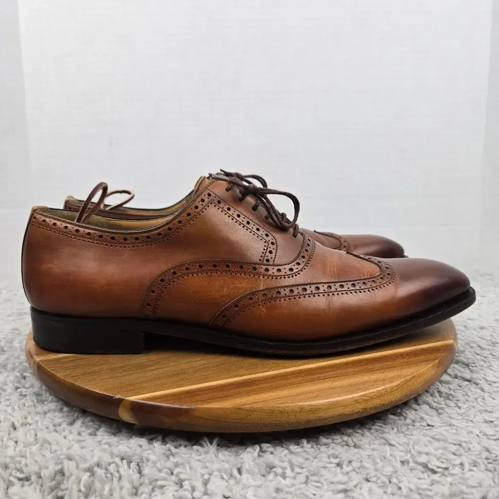 Magnanni Mens 13M Brown Leather Wingtip Brogue Business Casual Oxford Dress Shoe